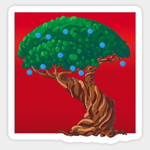 Tree of Life on Red Background Sticker by CrysOdenkirk